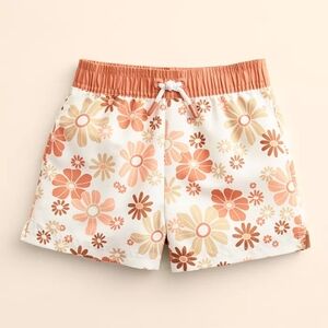 NWT 4T Little Co by Lauren Conrad Swim Trunks Floral Swim Ivory Retro 60s Daisy
